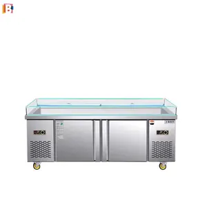 Commercial steel multifunctional ice table show refrigerators Table for Fish refrigeration equipment fish dis