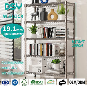 מדף תיל כסוף בעל 5 קומות, בקוטר 4.5*2.5*2 מ\\\"מ, יחידת אחסון בעלת ביצועים גבוהים במחיר משתלם, תוצרת מפעל OEM, צינור 19.1 ס\\\"מ. - Product Image 1