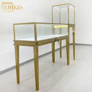 Modis Stainless Steel toko perhiasan furnitur lampu LED berlian pajangan perhiasan konter dengan kaca kayu Showcase - Product Image 1