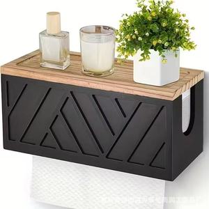 Wall Mounted Toilet <b>Paper</b> Holder Rectangular No Drilling Required <b>Kitchen</b> Bathroom Storage Box For Personal Care Kitchenware - Product Image 5