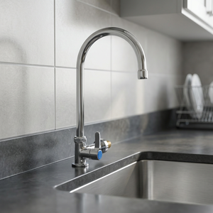 Aqua Systems Modern Wall-Mounted Kitchen Faucet Single Handle Polished <b>Chrome</b> Ceramic Valve 6-7.9in Height - Product Image 3