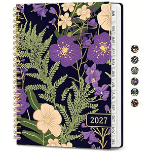 Agenda Estudiantil 2027 con Cubierta Floral, Encuadernación en Espiral, Calendario Mensual, Rastreador de Tareas y Sección de Notas - Product Image 1