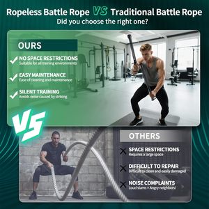 Corde <span class=keywords><strong>de</strong></span> combat professionnelle 2-en-1 sans fil, bâton d'entraînement <span class=keywords><strong>de</strong></span> gym intégré, durable et portable en acier inoxydable - Product Image 3
