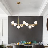 Lampe à suspension LED G9 pour décoration intérieure moderne Lampe à suspension boule de verre pour îlot de cuisine Lustre suspendu à hauteur réglable et longue