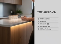 Perfil de Aluminio LED para Iluminación de Estantes de Armario, Perfiles de Aluminio Empotrados, Solución Delgada e Invisible para Gabinetes YB1018-33