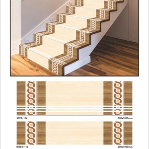 Vistaar Matt Finish Non-Slip 100x30 Home Interior Exterior Building Materials Marble Look Glazed Ceramic Stairs Step Riser Tiles