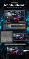 Lecteur multimédia rétractable 7 pouces 1DIN HD Carplay Android Auto avec Bluetooth, Mirror Link, Stéréo, Radio CD, MP5 pour amplificateur et aide au recul