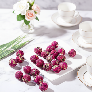 Tè Aromatizzato Liofilizzato Biologico LongZhu Dragon Ball, Specialità <span class=keywords><strong>di</strong></span> Yunnan, Fiori Puri in Vetro per Tubo, 5 Rose e <span class=keywords><strong>Foglie</strong></span> <span class=keywords><strong>di</strong></span> Loto - Product Image 2