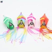 Leurre grenouille en silicone ultra souple de 2,4 pouces, 12g, 6 couleurs, avec hameçons barbelés et jupe en caoutchouc, pour la pêche en surface aux poissons-serpents
