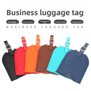Étiquette de bagage en PU push-pull, carte d'embarquement d'avion dissimulée, ensemble de cartes de valise double couche, avec logo publicitaire - Product Image 1