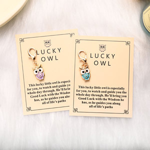 Tarjeta de felicitación de estímulo en inglés superventas transfronteriza, llavero de búho de la suerte colorido, accesorios colgantes - Product Image 4