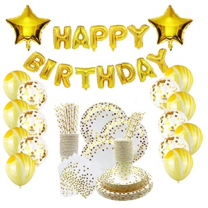 Baby Shower <span class=keywords><strong>Buon</strong></span> Compleanno Per I Bambini Piatti di Carta 1st Festa di Compleanno Tazze Per Bambini Favori Tovaglioli di Bandiere di Partito Da Tavola Forniture - Product Image 2