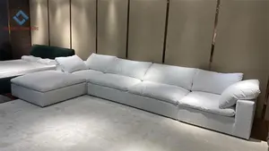 אווז רך מעולה למטה בד פשתן לבן פשתן ספה מודולרית סלון ריהוט ספה עצלן - Product Image 5