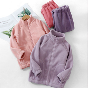 Set di Abbigliamento Invernale in <span class=keywords><strong>Pile</strong></span> per Bambini Unisex Giacca e <span class=keywords><strong>Pantaloni</strong></span> Caldi Imbottiti 2 Pezzi Tinta Unita con Cerniera per Esterno per Ragazzi e Ragazze - Product Image 3