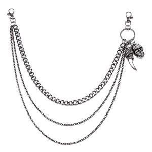 Chaîne de taille pour homme style Hip Hop avec pendentif tête de mort en métal, chaîne de pantalon multicouche couleur bronze, chaîne de corps décontractée style punk - Product Image 5