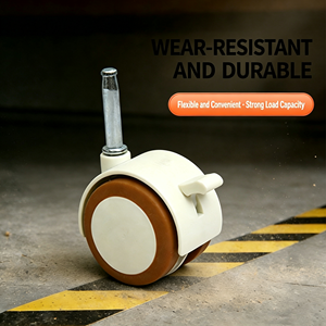 Heavy Duty Casters Set of 4, 3 Inch Swivel Caster Wheels with Dual <b>Lock</b> Brake, PU No Noise Wheels for Furniture, Workbench - Product Image 2