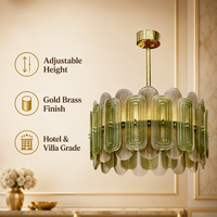 Lustre Art Déco en verre de Murano vert fumé JYLIGHTING, lustre ovale en perles italiennes aqua, luminaire suspendu pour plafond