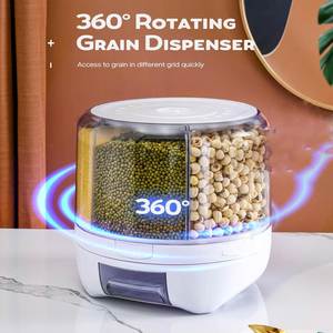 Distributeur de riz et de céréales rotatif à 6 compartiments pour cuisine, boîte de rangement alimentaire, conteneur de riz - Product Image 4