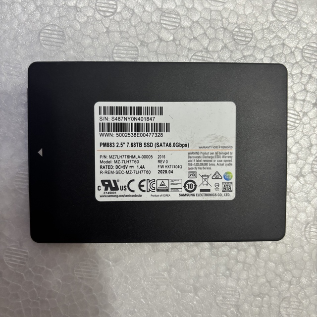 For SAMSUNG MZ7LH7T6HMLA-00005 PM883 7.68TB SATA Hard Disk
