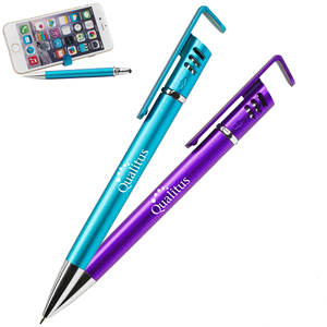 Stylet en plastique métallique Logo <span class=keywords><strong>de</strong></span> haute qualité, stylo à bille à écran tactile avec support <span class=keywords><strong>de</strong></span> téléphone portable, 10 pièces - Product Image 2