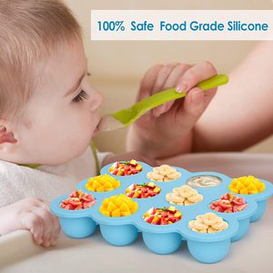 KingKam 12 compartiments en silicone <span class=keywords><strong>de</strong></span> qualité alimentaire à motifs animaux, récipient pour aliments pour bébés avec couvercle, sans BPA, compatible lave-vaisselle, 0-12 mois - Product Image 2