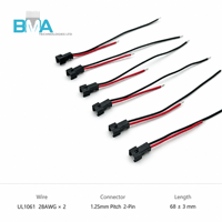 Kabel Timah 2Pin Pitch 1.25mm dengan Isolasi PVC 65mm 28AWG untuk Catu Daya Internal Elektronik Konsumen