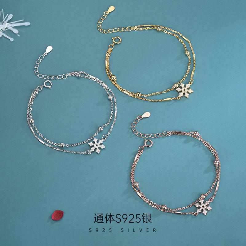 Fashion Jewelry Bracelets 925 Sterling Silver Christmas Snow