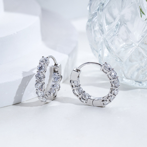 Boucles d'oreilles rondes en diamant or blanc 18 carats Messi Jewelry MSE-959 pour femmes - Product Image 2