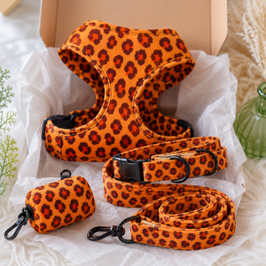 Conjunto de Arnés y Correa para Perro Personalizado con Estampado de Leopardo, Arnés Ajustable para Mascotas, Collar y Correa para Perro, Arnés Antitirones para Perro - Product Image 3