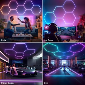 ETOP RGB LED Ceiling <strong>Lights</strong> 5-Grids <strong>Hexagon</strong> <strong>Panel</strong> for Garage IP54 for Party Gaming Basement Warehouse Barber Shop D.C Power - Product Image 3