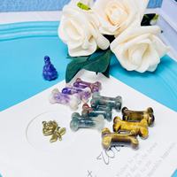 Vente en gros de sculptures en cristal de quartz rose en forme d'os de chien miniature, en pierre naturelle et matériaux mixtes, pour pendentifs DIY