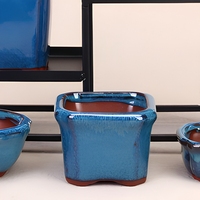 Mini pot de fleurs en céramique Yixing Zisha, glaçure bleue Jun, minimaliste, pour plantes succulentes, avec trou de drainage, pour la maison, le jardin, les bonsaïs, la pépinière, durable