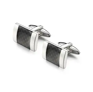 OB Jewelry-Black Carbon Fiber Cufflinks for Mens Shirt Cuff Button High Quality Stainless steel Square Cuff link Men Jewelry