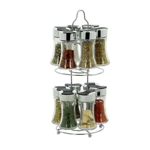 12pcs/set Portable Kitchen Glass Container Set for Storing Spices