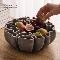 Piring Cokelat Kuncup Bunga Omaysn, Piring Buah Keramik, Mangkuk Buah Lapis Pasir Bermotif Bunga, Dekorasi Pabrik Keramik Chaozhou