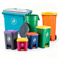 Poubelle à pédale en plastique personnalisable 50L/70L/100L/120L/240L/360L/660L/1100L avec roues et pédale