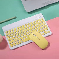 Beyaz pembe ofis Tablet PC şarj edilebilir kablosuz klavye ve fare Combos Set için kablolu fare ile Android cep telefonu Ipad