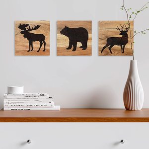 Décor de cabine en <span class=keywords><strong>bois</strong></span> véritable ours <span class=keywords><strong>bois</strong></span> rustique mur photos thème Animal peint décoration murale en <span class=keywords><strong>bois</strong></span> - Product Image 2