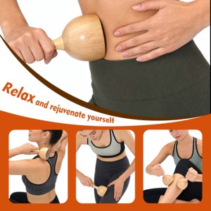 木制身体治疗套装 光滑弧形滚轮 纹理滚轮和瑞典杯 消脂按摩木制工艺品 - Product Image 3