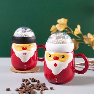 Creative Cartoon Santa Claus Ceramic Mug Lid Spoon-Portable Tea/Coffee <b>Cup</b> Personalized Christmas Gift Father's Day Graduation - Product Image 1