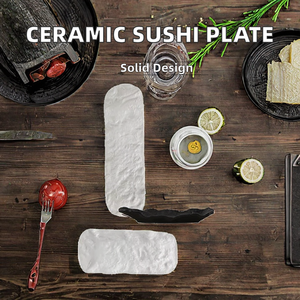 ถาดเสิร์ฟเซรามิกทรงสี่เหลี่ยมผืนผ้าเคลือบสำหรับซูชิแฮมเบิร์กสเต็กขนมผลไม้ซาซิมิสลัดร้านอาหารภาชนะสำหรับงานเลี้ยง - Product Image 2