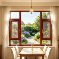 Ventana Abatible de Aluminio y Madera Maciza HUACAI con Vidrio Templado Insonorizado para Apartamentos y Hoteles