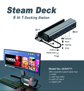 Station d'accueil Steam Deck 6 en 1 USB C, adaptateur multiport type C, hub pour <span class=keywords><strong>console</strong></span> de jeu Steam Deck, PS 4, <span class=keywords><strong>Xbox</strong></span>, Nintendo - Product Image 4