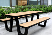Ensemble de table de pique-nique en alliage d'aluminium moderne pour l'ameublement extérieur dans les cours d'hôtels, les parcs, les jardins, les centres commerciaux