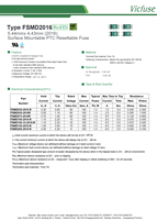 Fusible réinitialisable SMD PTC 2016 FSMD075-2016R VICFUSE 5.44x4.43mm Conforme RoHS Étain Pur Certifié CE/CUL/TUV 0.3-2A