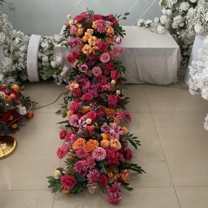 ดอกกุหลาบสีชมพูส้มทำมือจากผ้าไหมเทียมขนาด 200 ซม. สำหรับตกแต่งโต๊ะงานแต่งงาน คริสต์มาส หรือเป็นดอกไม้ประดับกลางโต๊ะ - Product Image 5
