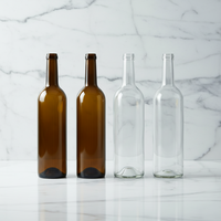Vente directe d'usine, bouteilles en verre rondes de 500 ml, 700 ml, 750 ml avec bouchon en liège pour brandy, vodka, whisky