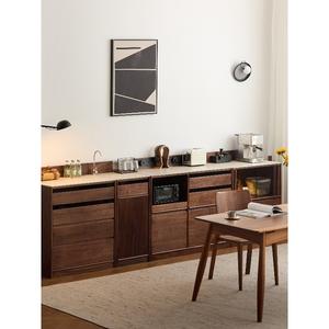 Aparador de Vidrio Multifuncional de Diseño Moderno y Sencillo con Tapa de Losa de Roca, Mueble de Suelo para Café/Té para Cocina y Sala de Estar - Product Image 3
