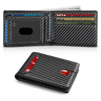 Harga pabrik dompet kulit PU desain ramping dengan RFID memblokir kartu fitur serat karbon produsen grosir