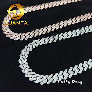 Gemi hazır erkekler Hiphop takı 13mm AAAAA zirkon elmas ayar 925 gümüş küba Link zinciri buz Out Hip Hop kolye zinciri - Product Image 2